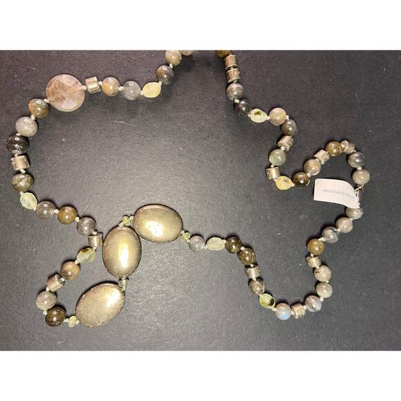 NEW pyrite and labradorite 32 inch necklace with sterling silver clasp - Picture 2 of 15